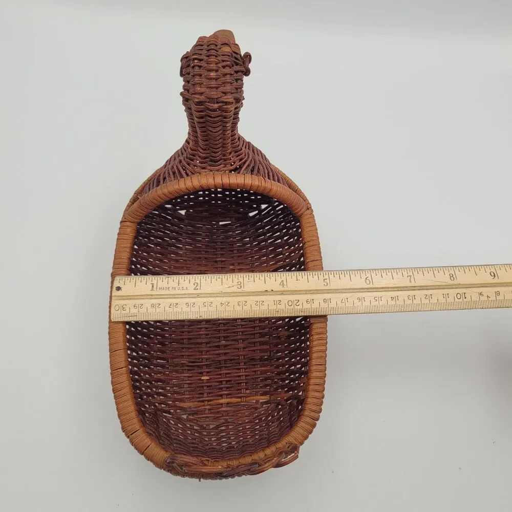 Vintage Wicker Duck Goose Basket Wood Beak 8